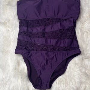 MOSSIMO WOMEN'S CROCHET INSERT ONE PIECE SWIMSUIT